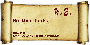 Welther Erika névjegykártya